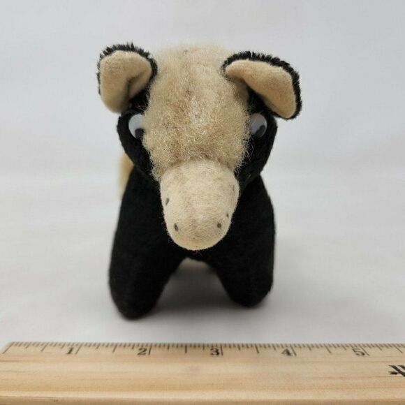 VINTAGE JAPAN PLUSH PRIZE BLACK WHITE SKUNK ANIMAL TOY DOLL PLASTIC EYES - Picture 3 of 6